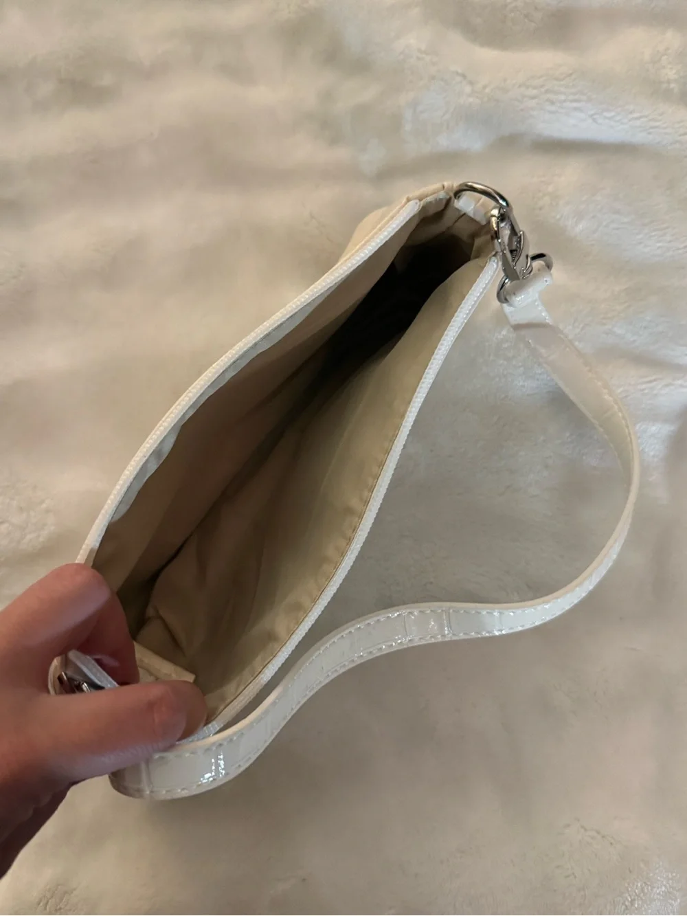 🤍 Vintage Y2K White/Cream Croc Mini Shoulder Bag 🤍
